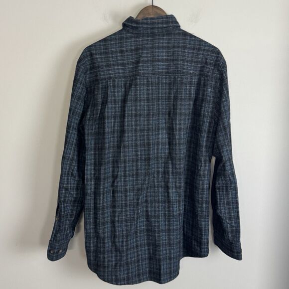 WOOLRICH Mens Blue Plaid 100% Wool Long Sleeve Shirt Size M Heavy - Picture 6 of 11